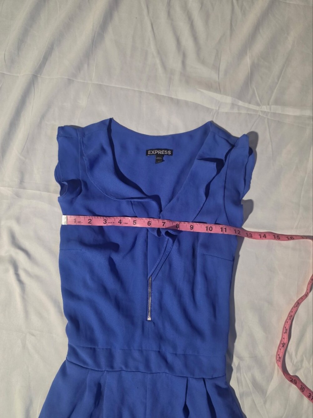 Express Royal Blue Ruffle Romper - Picture 3 of 5